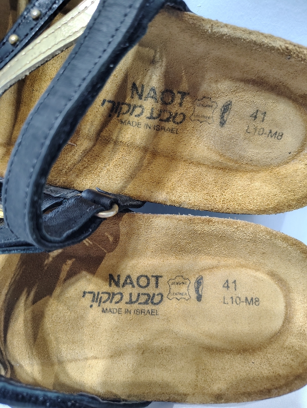 Naot Prescott Sandals Women’s EU 41 US 10 Black Gold Studded Leather Comfort - Picture 6 of 9